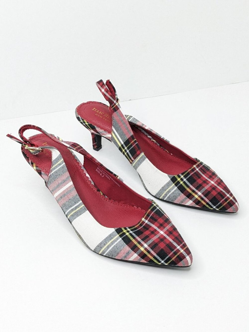 Isaac Mizrahi New York Slingback Plaid Pumps Womens 6.5